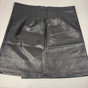 Black Faux Leather A Line Wrap Around Appearance Skirt‎ Plus Size 3XL thumbnail 3