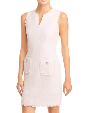 Karl Lagerfeld Sleeveless Tonal Tweed Pocket Sheath Dress thumbnail 1