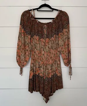 Free People Women’s Medium So Divine Romper Paisley Romper thumbnail 1