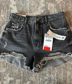 ZARA Black Shorts Denim Cut-Off thumbnail 1