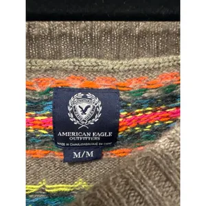 American Eagle Outfitters Neon Fair Isle Wool Blend Sweater preppy Womens M boho thumbnail 5