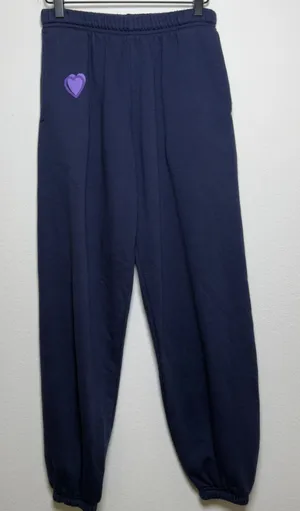Roller‎ Rabbit Women Sweatpants Navy Blue Heart Graphic Joggers Loungewear Pants thumbnail 1