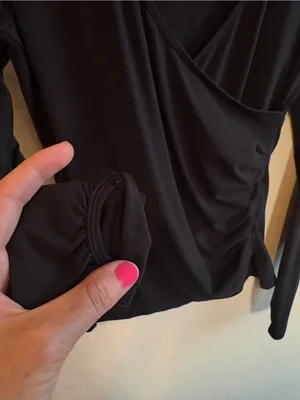 Lululemon Faux Wrap Ruched Top Black Long Sleeve Size 4 thumbnail 3