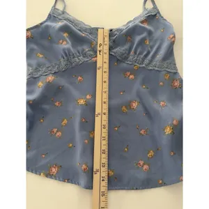 Forever 21 Y2K Babydoll Top Blue Foral Camisole Lace L Cottagecore Coquette Soft Dainty thumbnail 5