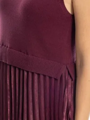NWT MAX STUDIO Mock Neck Sleeveless Twofer Dress Large, WINE thumbnail 4