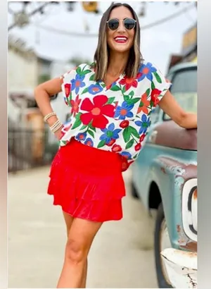 JODIFL Colorful Floral Blouse thumbnail 1