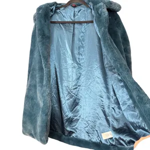 Christian Siriano Faux Fur Coat Teal Blue Womens Sz S Mob‎ Wife Whimsigoth Fairy thumbnail 4