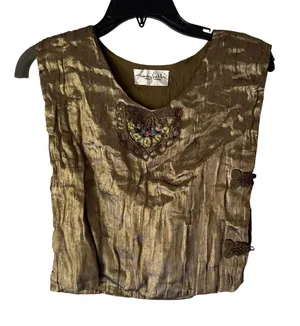 VTG Mary Heth New York Renaissance Top Embroidered‎ Brocade Tank M Fairy Gold thumbnail 1