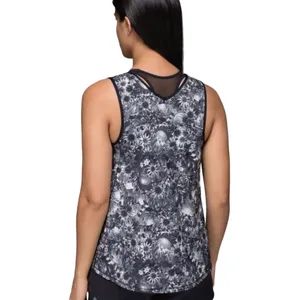 Lululemon Run Split Singlet Tank Top Size 8 Flowabunga Black Angel Wing Black thumbnail 3