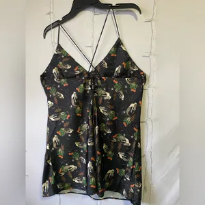 Zara Black Slip Dress with Green and Orange Mermaid Print thumbnail 4
