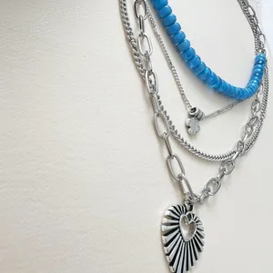 Free People Bohemian Layered Sun Heart necklace Beaded Womens Jewelry thumbnail 7