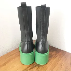 STEVE MADDEN Leather Chelsea Midi Boot Size 6 Black Platform Lug Sole Block Heel thumbnail 6