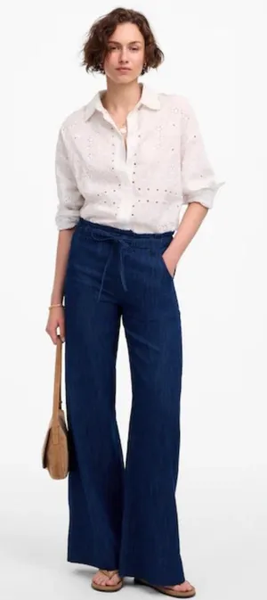 Madewell The Denim Pull-On Wide-Leg Pant Size 30 EUC thumbnail 1