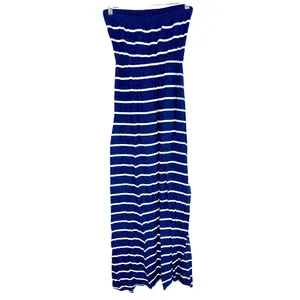 Abercrombie & Fitch Navy Blue White Striped Strapless Maxi Dress Womens Size S thumbnail 2