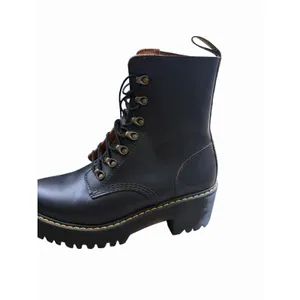 Dr Martens Leona Platform Black Leather Lace Up Combat Boot Women Docs Chunky thumbnail 3