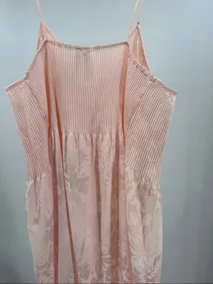 Neiman Marcus Mary McFadden light pink Ribbed Bodice Floral Slip Chemise nighty thumbnail 4