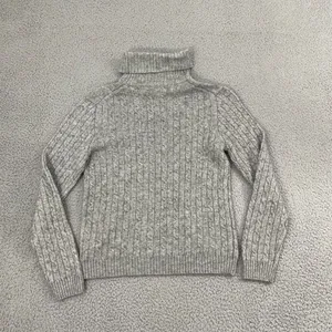 J.Crew Cable Knit‎ Sweater Women S Gray Wool Blend Turtleneck thumbnail 4