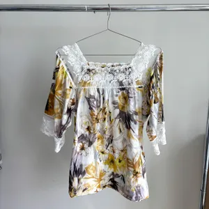 Karen Kane Floral Lace Peasant Blouse L 2010s Boho Chic Revival Whimsy Fairy thumbnail 2