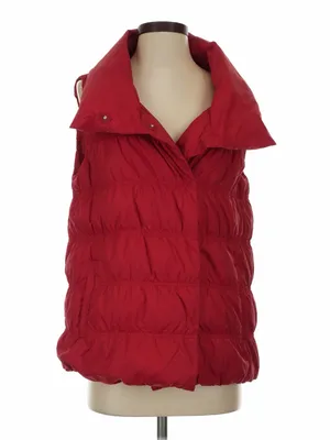 Eileen Fisher Red Weather Resistant High Collar Duck Down Puffer Vest Size S thumbnail 2