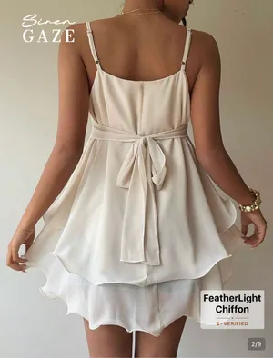 Women's Elegant Cream Tiered Ruffle Top White thumbnail 3