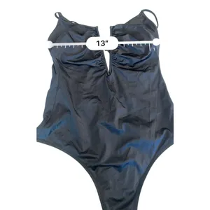 Shade & Shore Women's Medium Navy V-Wire Plunge One Piece Swimsuit NEW thumbnail 9