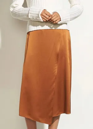 Vince Silk Skirt drape panel midi womens Brown medium minimalist contemporary thumbnail 1