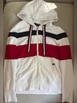 Tommy Hilfiger White/Red/Navy Zip-Up Hoodie thumbnail 1