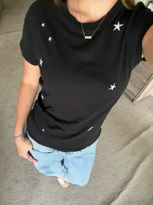 Z Supply Black Star Embroidered Short Sleeve Tee thumbnail 1