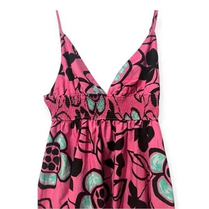 Zara Pink Black Floral Cotton Poplin‎ Midi Dress Size S thumbnail 8