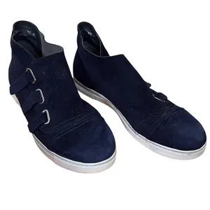 Stuart Weitzman Navy Blue Suede Triple‎ Strap Sneakers Women's 9.5 M 73188 thumbnail 3