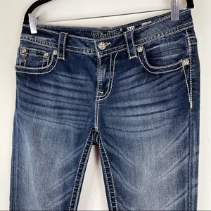 Miss Me Signature Bootcut Jeans Sz 30 Dark Wash Embellished Embroidered Y2K thumbnail 4