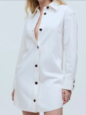 Madewell White Denim Long Sleeve Dress thumbnail 1