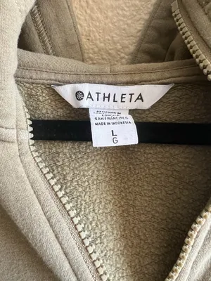 Athleta Olive Green Half-Zip Hoodie size Large‎ thumbnail 2