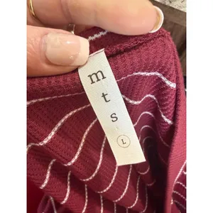 Women's mts Red & White Striped Long Sleeve Dress, Size L thumbnail 6