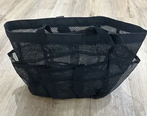 Black Mesh Tote Organizer Bag 11x9x7 in thumbnail 1
