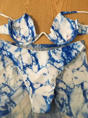 B44 New 3pc Swimsuit Bikini & Sarong Tye Dye Size Medium thumbnail 6