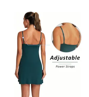 OVRUNS Women's Tennis Dress Built-in Bra & Shorts Exercise Workout Golf Athletic Dress with Pockets thumbnail 3