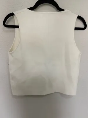 MIOU MUSE J'adore Sculpted Metal Button Knit Vest Top Soft White Size M Medium thumbnail 6