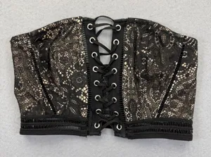 Victoria's Secret Very Sexy Black Lace Strapless Lace-Up Corset Top XS‎ thumbnail 1