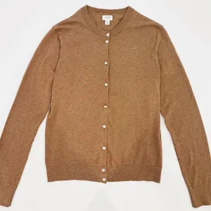 JCREW Cotton Brown Sweater with Rhinestone buttons thumbnail 1