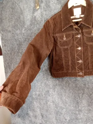 Old Navy Brown Corduroy Cropped Jacket Vintage Y2k Layering Womens S thumbnail 5