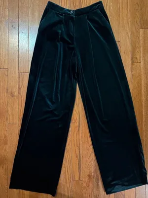 Velvet Wide Leg Pleated Trousers Pants US 2 UK 6 thumbnail 1