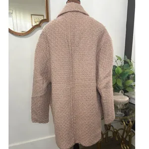 Abercrombie & Fitch Womens Coat, Tweed Long Sleeve, Overcoat, Blush Pink, L‎ thumbnail 3