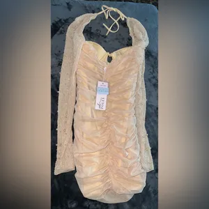 Oh Polly St. Germain Embellished Long Sleeve Mini Dress in Gold Size 4 thumbnail 14