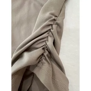 SHEIN Womens Taupe Brown Square Neck Ruched Side Long Sleeve Crop Top Size L thumbnail 6