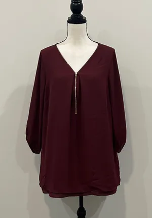 City Chic Zip Up Blouse thumbnail 1