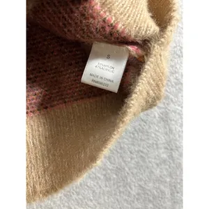 PacSun Floral Sweater Vest Womens Small Tan Pink Fuzzy Knit Mock Neck Crop Boho thumbnail 4