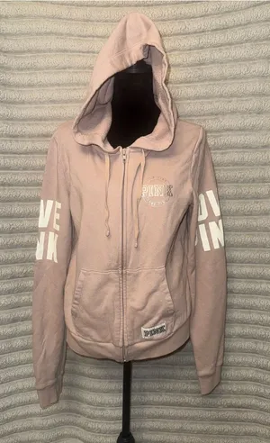 Victoria’s Secret PINK Y2K Light Pink Zip Hoodie L Fits S thumbnail 1