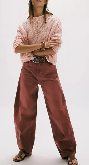 NWT Free People Bodie Arc Jeans in Sangria thumbnail 1