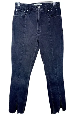 Abercrombie & Fitch The Skinny High Rise Black Denim Split Hem Jeans Size 27 4 S thumbnail 1